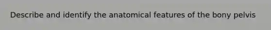 Describe and identify the anatomical features of the bony pelvis