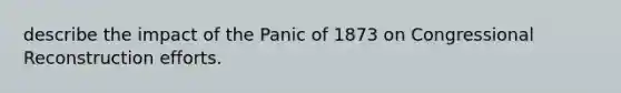 describe the impact of the Panic of 1873 on Congressional Reconstruction efforts.