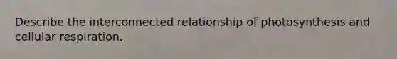 Describe the interconnected relationship of photosynthesis and cellular respiration.