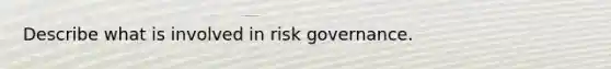 Describe what is involved in risk governance.