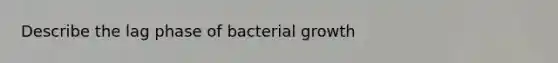 Describe the lag phase of bacterial growth