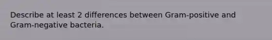 Describe at least 2 differences between Gram-positive and Gram-negative bacteria.