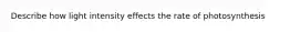 Describe how light intensity effects the rate of photosynthesis