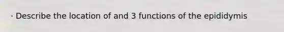 · Describe the location of and 3 functions of the epididymis