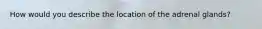 How would you describe the location of the adrenal glands?