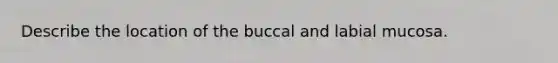 Describe the location of the buccal and labial mucosa.