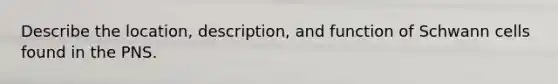 Describe the location, description, and function of Schwann cells found in the PNS.
