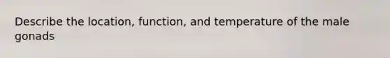 Describe the location, function, and temperature of the male gonads