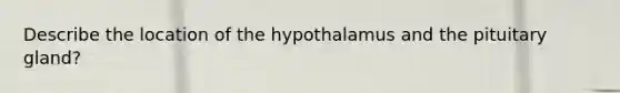 Describe the location of the hypothalamus and the pituitary gland?