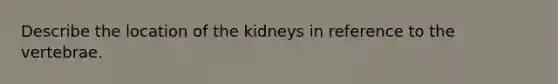 Describe the location of the kidneys in reference to the vertebrae.