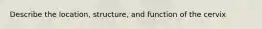 Describe the location, structure, and function of the cervix