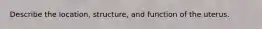 Describe the location, structure, and function of the uterus.
