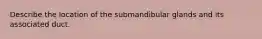 Describe the location of the submandibular glands and its associated duct.