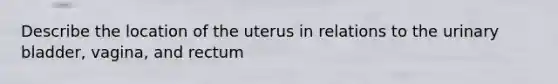 Describe the location of the uterus in relations to the urinary bladder, vagina, and rectum