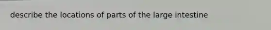 describe the locations of parts of the large intestine