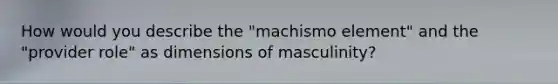 How would you describe the "machismo element" and the "provider role" as dimensions of masculinity?