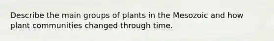 Describe the main groups of plants in the Mesozoic and how plant communities changed through time.