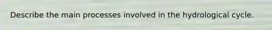Describe the main processes involved in the hydrological cycle.