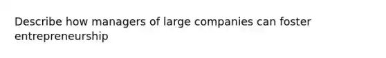 Describe how managers of large companies can foster entrepreneurship