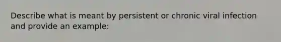 Describe what is meant by persistent or chronic viral infection and provide an example: