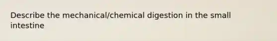 Describe the mechanical/chemical digestion in the small intestine