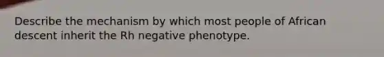 Describe the mechanism by which most people of African descent inherit the Rh negative phenotype.