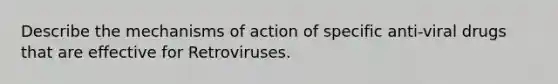 Describe the mechanisms of action of specific anti-viral drugs that are effective for Retroviruses.