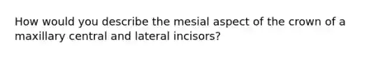 How would you describe the mesial aspect of the crown of a maxillary central and lateral incisors?