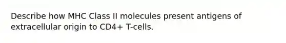 Describe how MHC Class II molecules present antigens of extracellular origin to CD4+ T-cells.