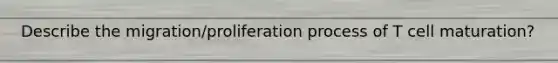 Describe the migration/proliferation process of T cell maturation?