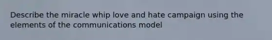 Describe the miracle whip love and hate campaign using the elements of the communications model