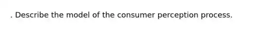 . Describe the model of the consumer perception process.