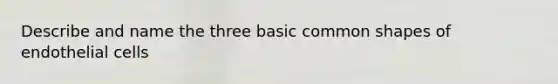 Describe and name the three basic common shapes of endothelial cells