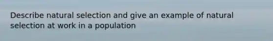 Describe natural selection and give an example of natural selection at work in a population