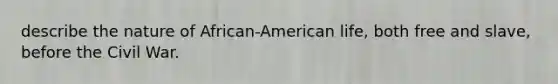 describe the nature of African-American life, both free and slave, before the Civil War.