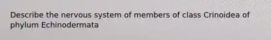 Describe the nervous system of members of class Crinoidea of phylum Echinodermata