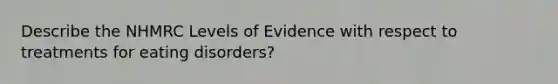 Describe the NHMRC Levels of Evidence with respect to treatments for eating disorders?