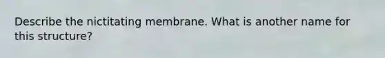 Describe the nictitating membrane. What is another name for this structure?