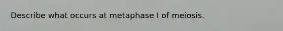 Describe what occurs at metaphase I of meiosis.