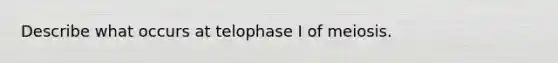 Describe what occurs at telophase I of meiosis.