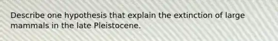 Describe one hypothesis that explain the extinction of large mammals in the late Pleistocene.