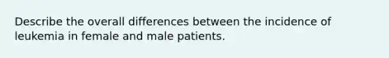 Describe the overall differences between the incidence of leukemia in female and male patients.