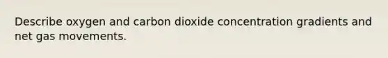 Describe oxygen and carbon dioxide concentration gradients and net gas movements.