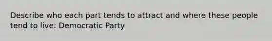 Describe who each part tends to attract and where these people tend to live: Democratic Party