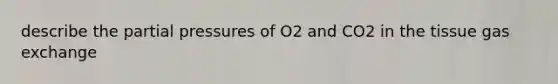 describe the partial pressures of O2 and CO2 in the tissue gas exchange