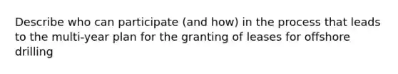 Describe who can participate (and how) in the process that leads to the multi-year plan for the granting of leases for offshore drilling