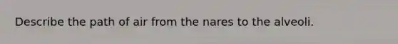 Describe the path of air from the nares to the alveoli.