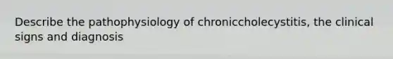 Describe the pathophysiology of chroniccholecystitis, the clinical signs and diagnosis