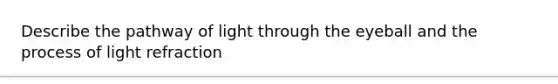 Describe the pathway of light through the eyeball and the process of light refraction