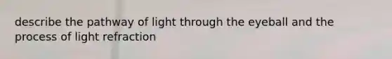 describe the pathway of light through the eyeball and the process of light refraction